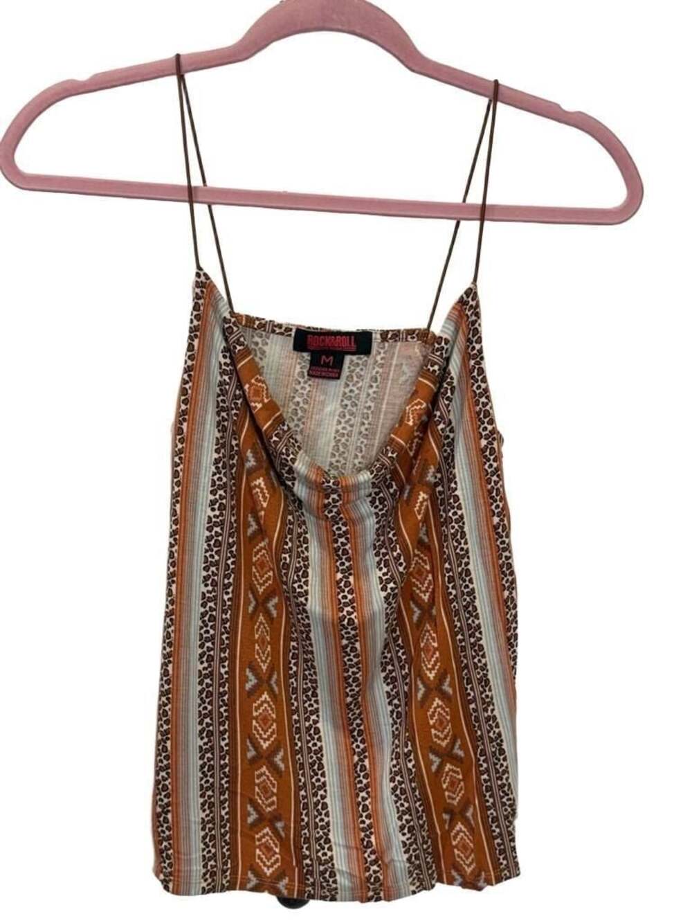 Rock & Roll Denim Women’s Western Rodeo Boho Cowl Neck Tank Top Aztec Leopard